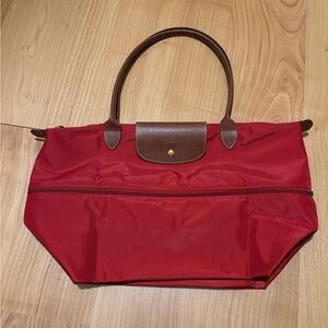 Nordstrom Exclusive Longchamp Le Pliage Red Nylon Expandable Tote NWOT
